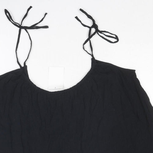 H&M Womens Black Cotton Camisole Tank Size S Scoop Neck - Tie Strap Detail