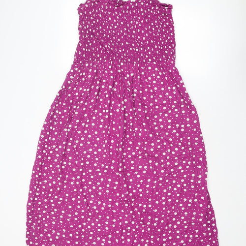 Pour Moi Womens Purple Polka Dot Viscose Slip Dress Size 16 Square Neck Pullover