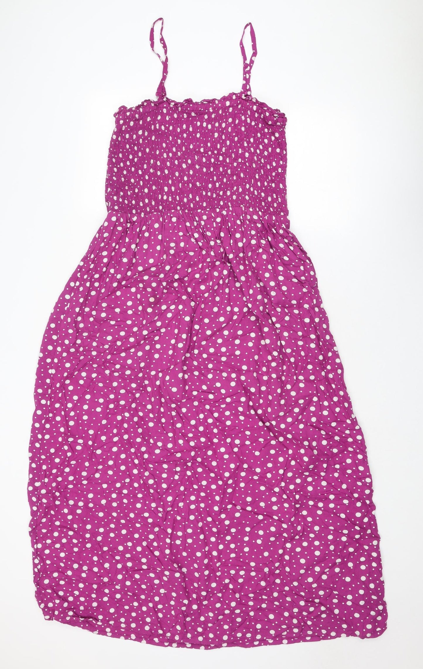 Pour Moi Womens Purple Polka Dot Viscose Slip Dress Size 16 Square Neck Pullover