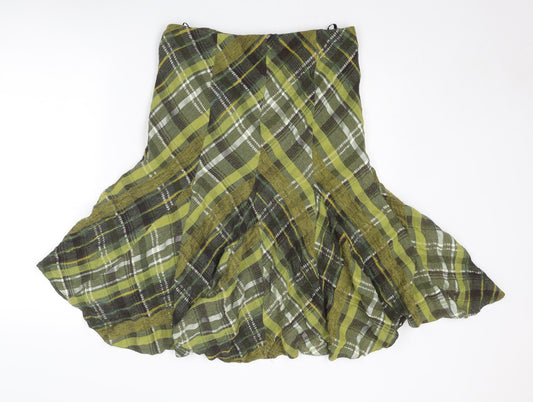 Principles Womens Green Plaid Viscose Swing Skirt Size 14