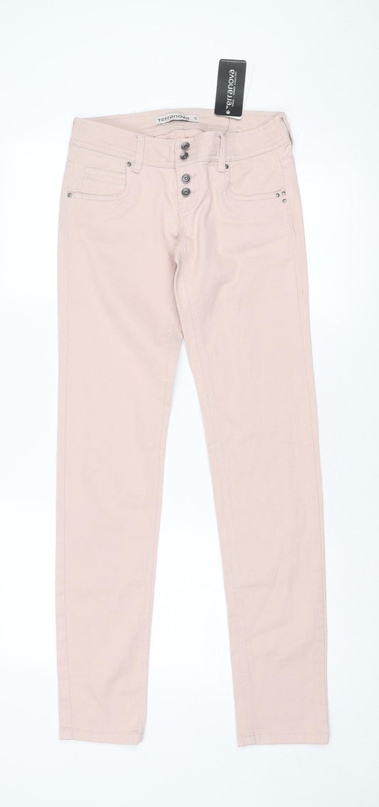 Terranova Womens Pink Cotton Skinny Jeans Size S Regular Button