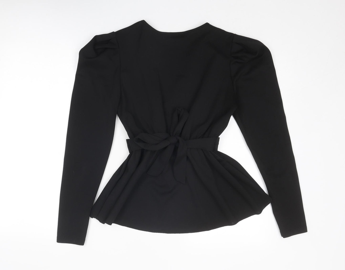 Cameo Rose Womens Black Polyester Wrap Blouse Size S V-Neck