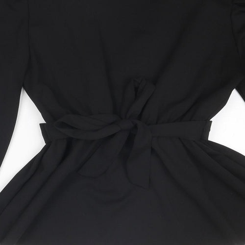 Cameo Rose Womens Black Polyester Wrap Blouse Size S V-Neck