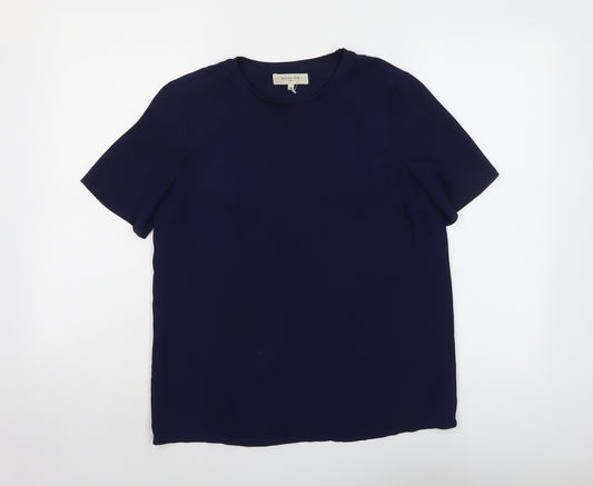 Selected Femme Womens Blue Polyester Basic T-Shirt Size 8 Round Neck