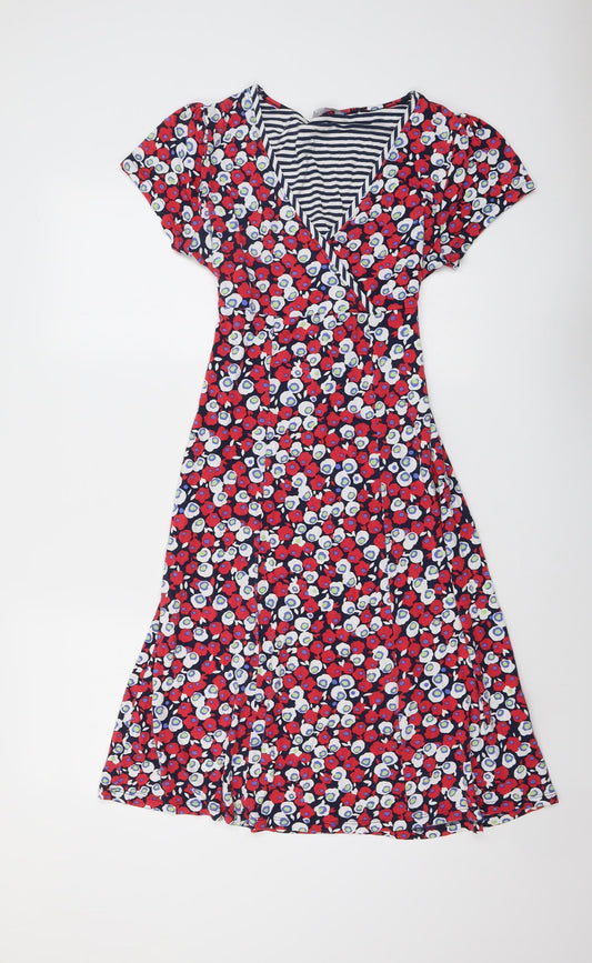 Per Una Womens Multicoloured Geometric Viscose A-Line Size 12 V-Neck Pullover