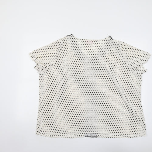 Julipa Womens Ivory Geometric Polyester Basic Blouse Size 28 V-Neck - Lace Details