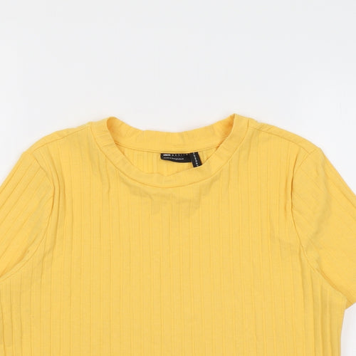 ASOS Womens Yellow Cotton Basic T-Shirt Size 18 Round Neck