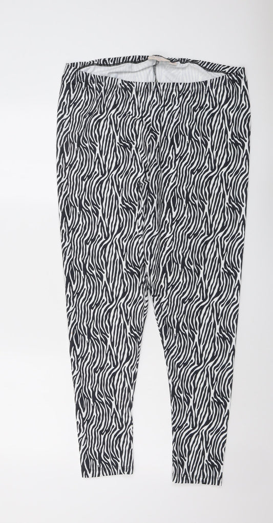 Only Carmakoma Womens Black Animal Print Polyester Carrot Leggings Size M L28 in - Zebra Print