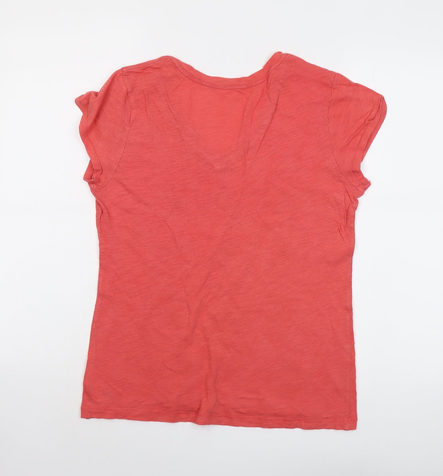 Gap Womens Red Cotton Basic T-Shirt Size M V-Neck