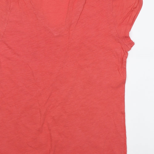 Gap Womens Red Cotton Basic T-Shirt Size M V-Neck