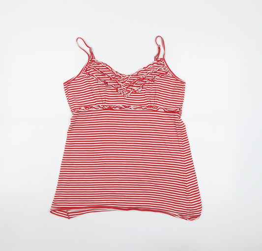 Store Twenty One Womens Red Striped Cotton Camisole Tank Size 12 V-Neck