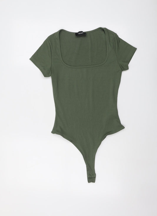 Cider Womens Green Polyester Bodysuit One-Piece Size M Snap