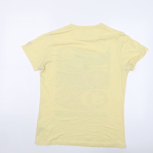 Crosshatch Mens Yellow Cotton T-Shirt Size M Round Neck