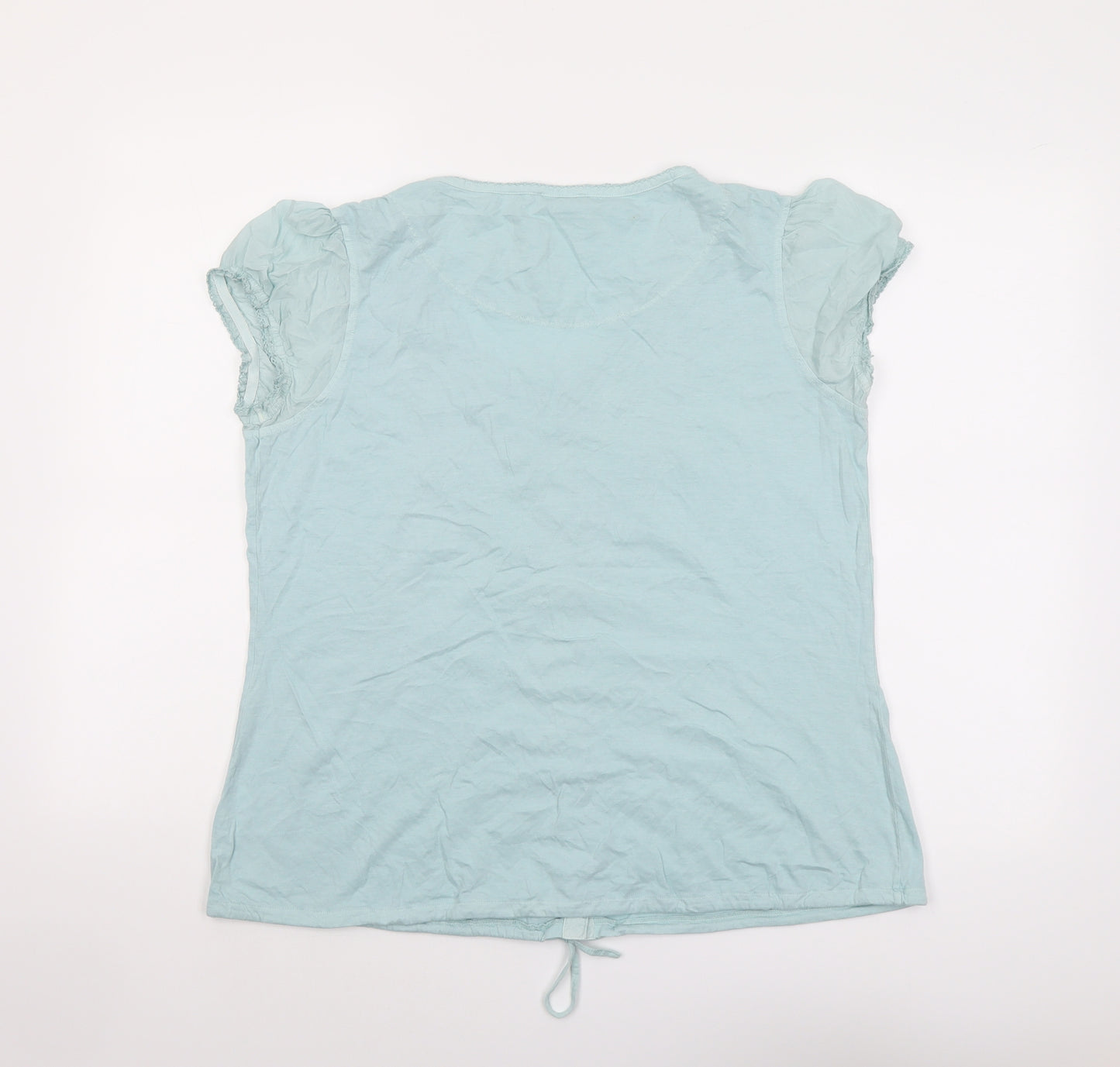 Autograph Womens Green Cotton Basic Blouse Size 16 Scoop Neck - Tie Front Detail