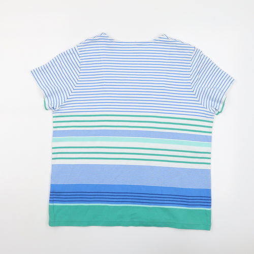 DASH Womens Multicoloured Striped Cotton Basic T-Shirt Size 20 Square Neck