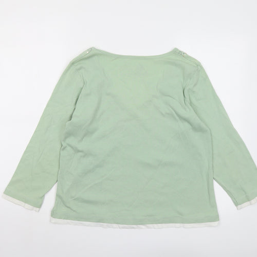 BHS Womens Green Cotton Basic Blouse Size 18 V-Neck - Wrap Style