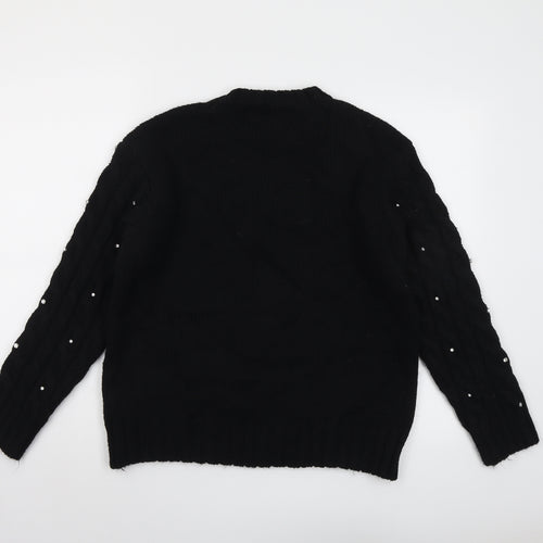 Marks and Spencer Womens Black Round Neck Acrylic Pullover Jumper Size M
