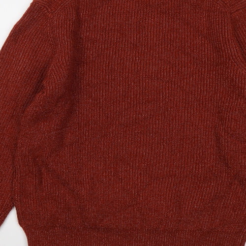 Marks and Spencer Mens Red Round Neck Polyamide Pullover Jumper Size S Long Sleeve
