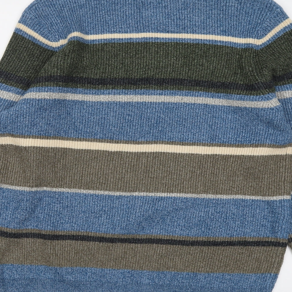 Marks and Spencer Mens Multicoloured Round Neck Striped Acrylic Pullover Jumper Size XL Long Sleeve