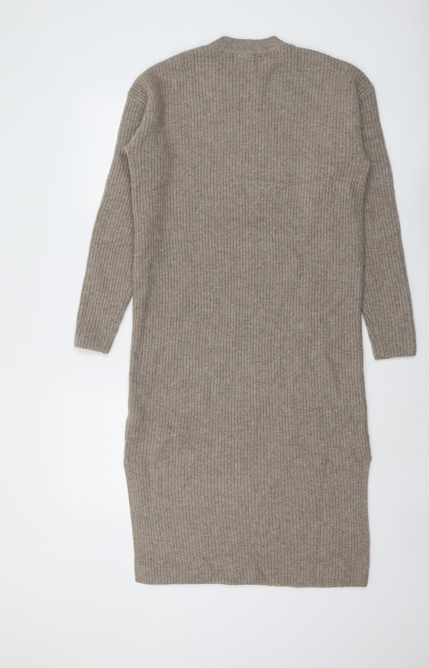 Marks and Spencer Womens Beige Polyester Jumper Dress Size M Round Neck Pullover