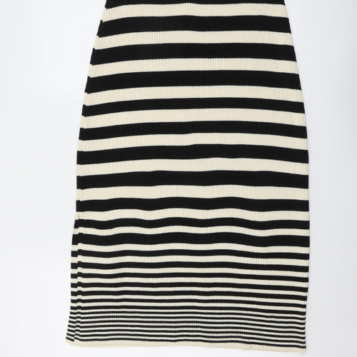 Marks and Spencer Womens Black Striped Acrylic Bandage Skirt Size M