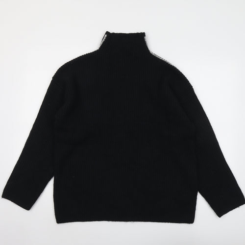 Marks and Spencer Womens Black High Neck Polyester Pullover Jumper Size M