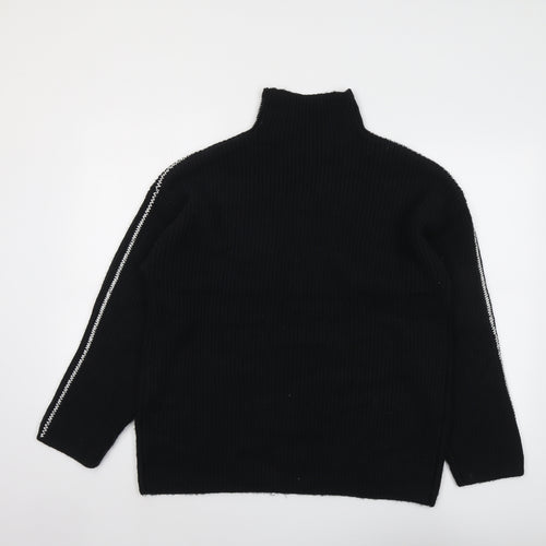 Marks and Spencer Womens Black High Neck Polyester Pullover Jumper Size M