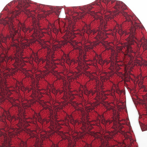 White Stuff Womens Red Floral Viscose Basic Blouse Size 8 Round Neck