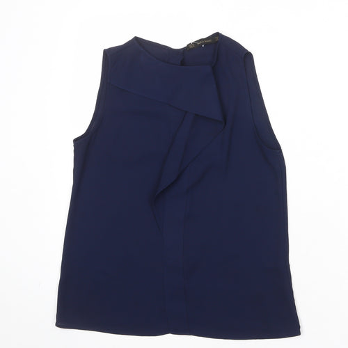 Zara Womens Blue Polyester Basic Tank Size XS Round Neck