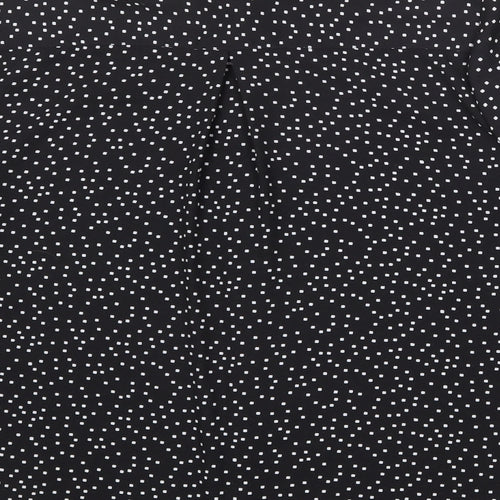 Classic Womens Black Polka Dot Polyester Basic Button-Up Size 18 Collared