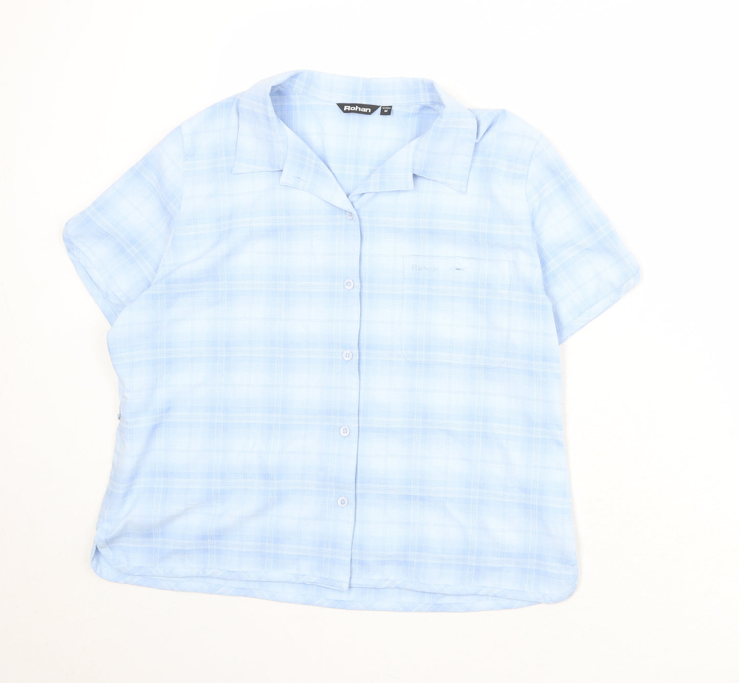 Rohan Womens Blue Plaid Polyester Basic Button-Up Size M Collared