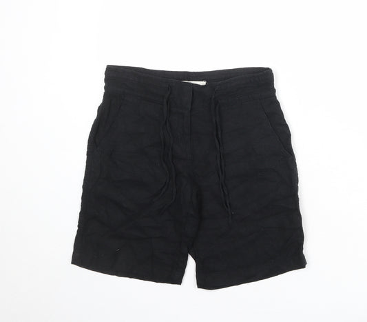 NEXT Womens Black Linen Bermuda Shorts Size 6 Regular Zip