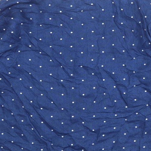 Monsoon Womens Blue Polka Dot Linen Basic Blouse Size S V-Neck