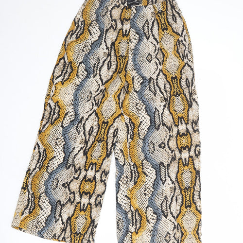 PRETTYLITTLETHING Womens Multicoloured Animal Print Polyester Trousers Size 6 Regular Zip - Snakeskin Pattern