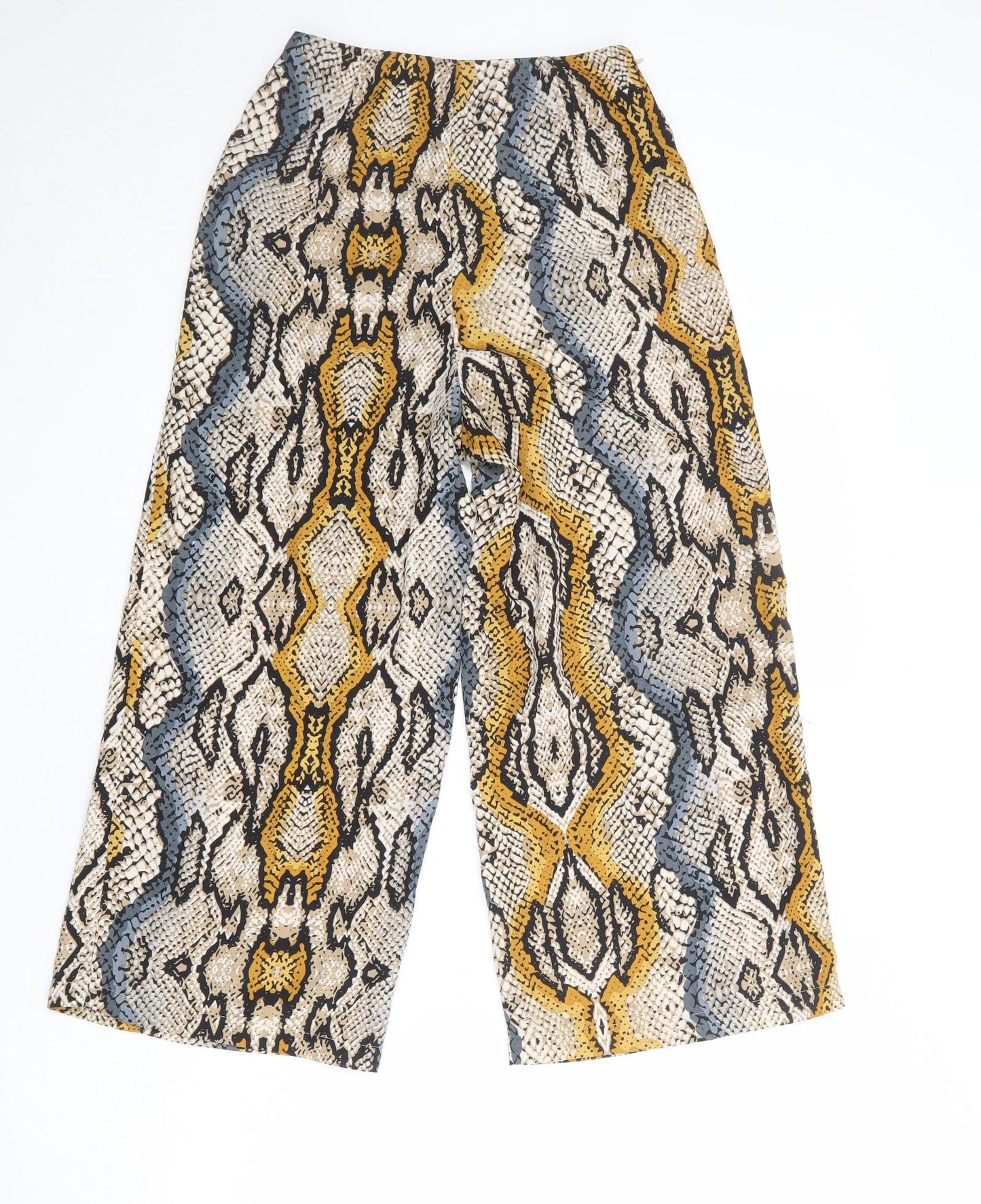 PRETTYLITTLETHING Womens Multicoloured Animal Print Polyester Trousers Size 6 Regular Zip - Snakeskin Pattern