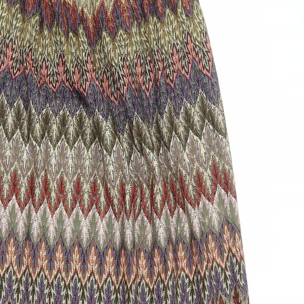 Topshop Womens Multicoloured Geometric Polyester Maxi Size S Halter Pullover - Open Back