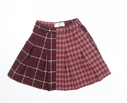 Hollister Womens Multicoloured Plaid Polyester Pleated Skirt Size XS Zip