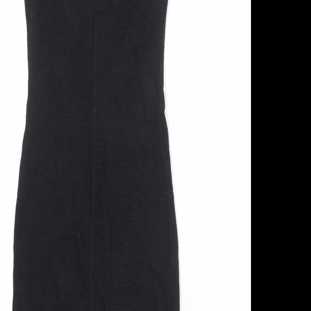 Zara Womens Black Polyester Bodycon Size S V-Neck Pullover
