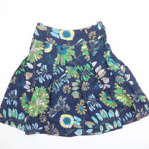 Debenhams Womens Blue Floral Cotton Tulip Skirt Size 10 Zip