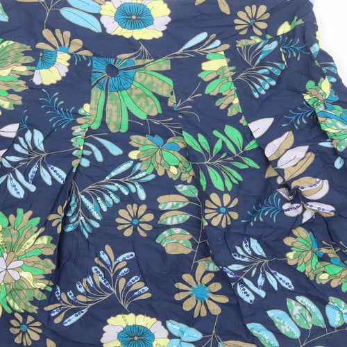 Debenhams Womens Blue Floral Cotton Tulip Skirt Size 10 Zip