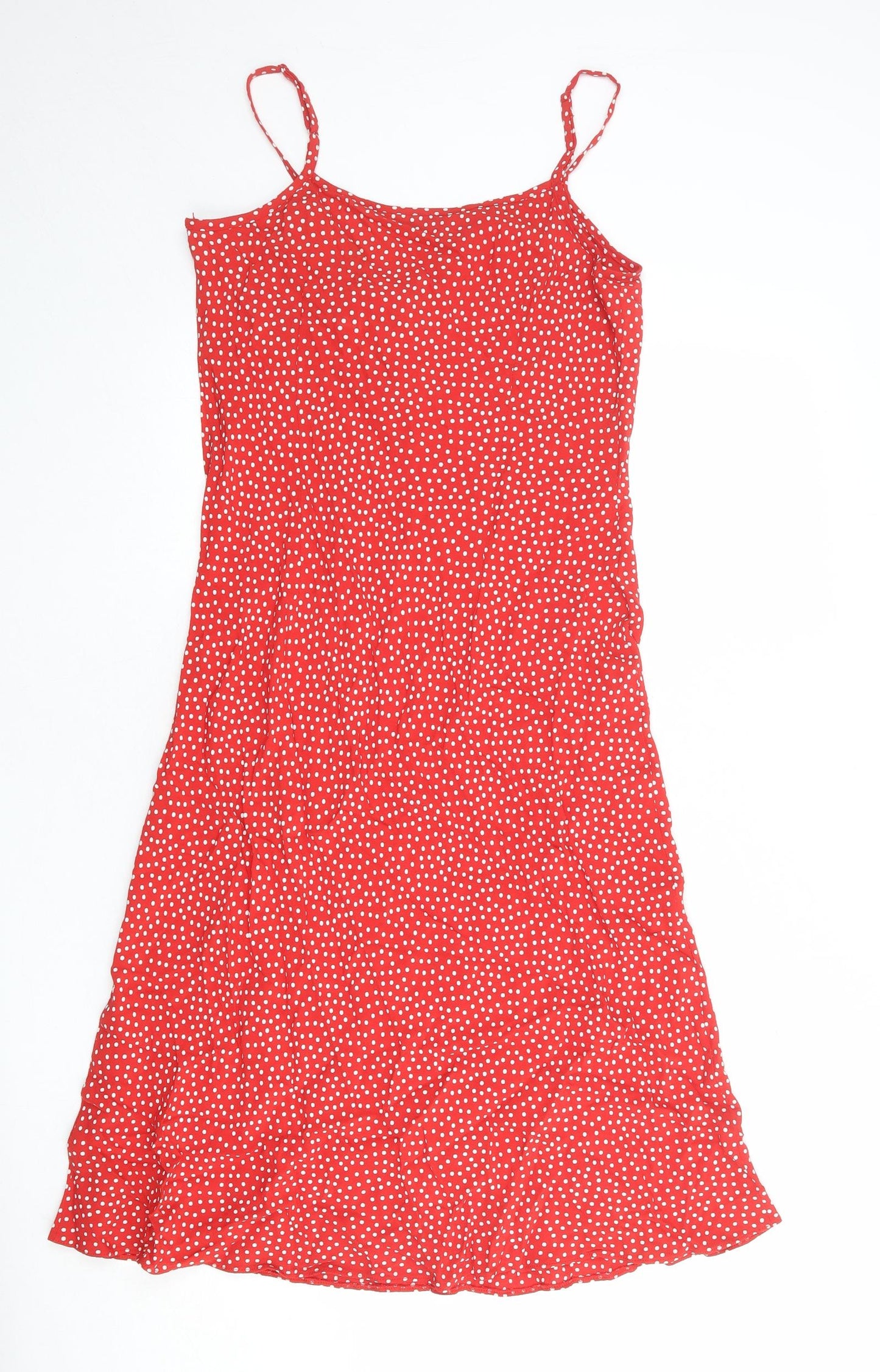 NEXT Womens Red Polka Dot Viscose Tank Dress Size 14 Round Neck Pullover