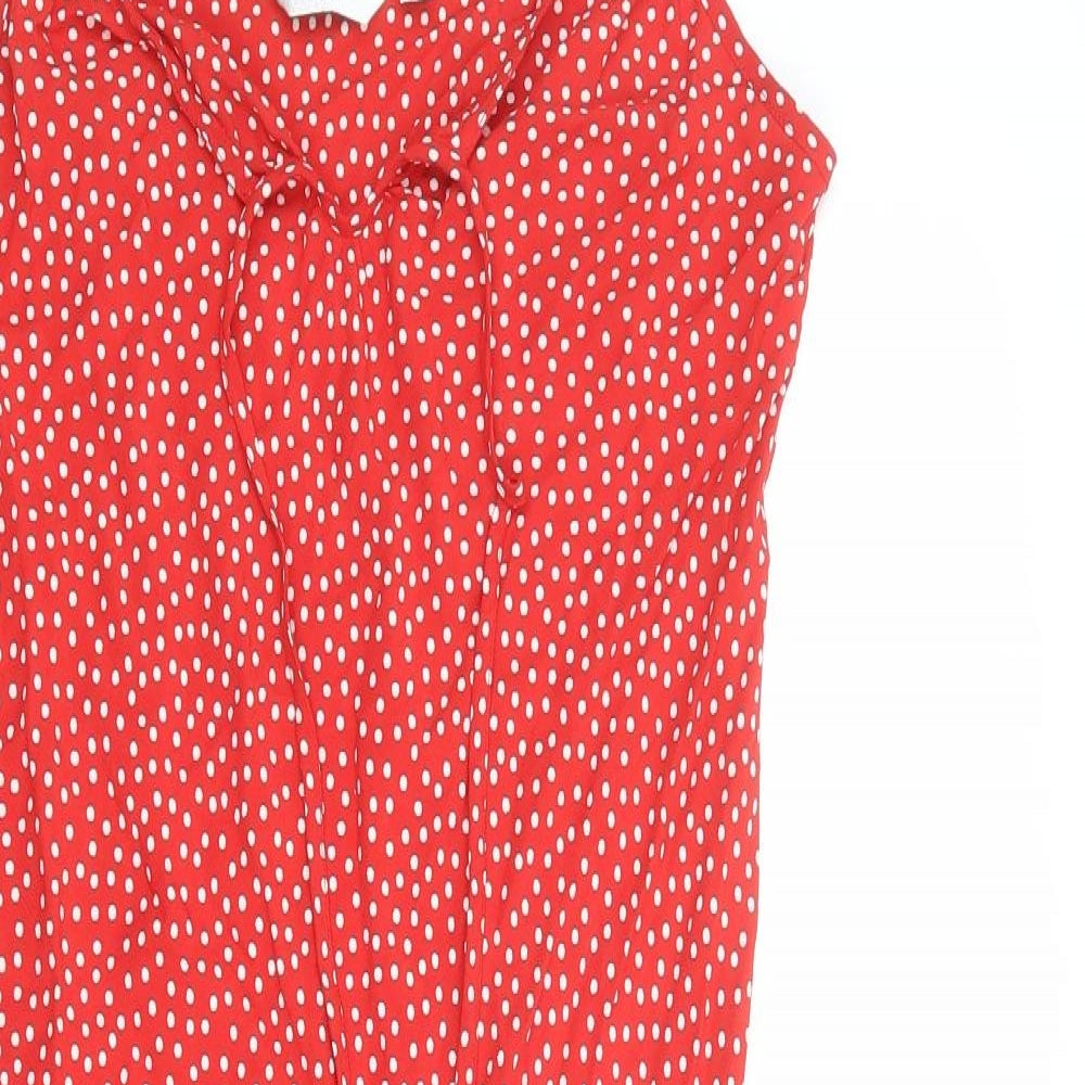 NEXT Womens Red Polka Dot Viscose Tank Dress Size 14 Round Neck Pullover