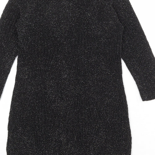 Wallis Womens Black Geometric Nylon A-Line Size XS Round Neck Pullover