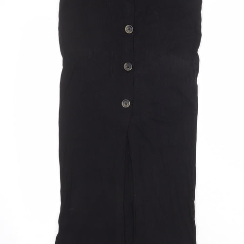 ASOS Womens Black Polyester A-Line Skirt Size 6 Button