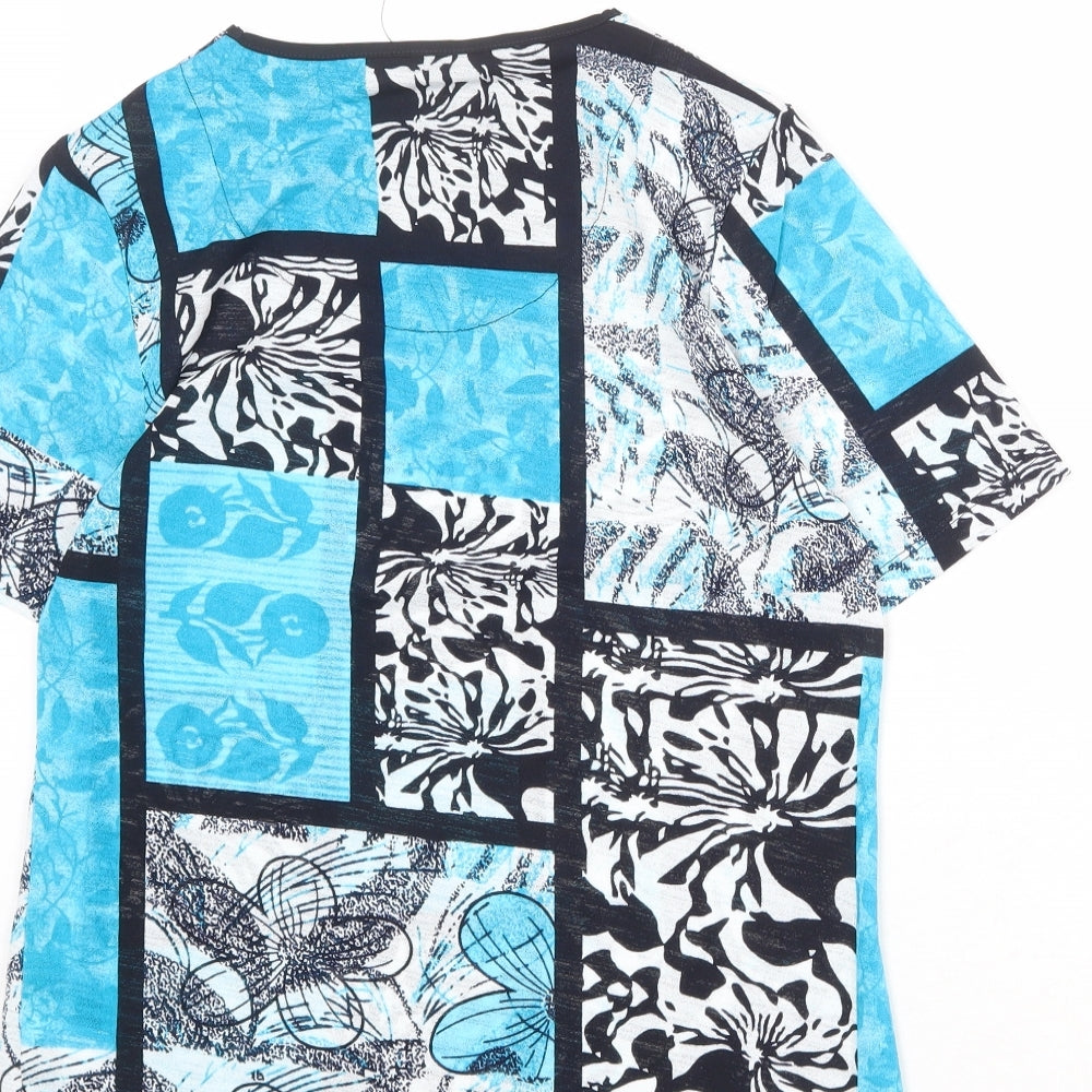 TIGI Womens Multicoloured Geometric Polyester Basic T-Shirt Size 10 Square Neck - Size 10-12
