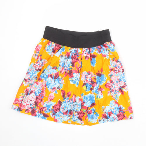Zara Womens Orange Floral Cotton Tulip Skirt Size M