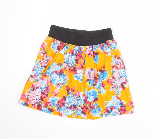 Zara Womens Orange Floral Cotton Tulip Skirt Size M