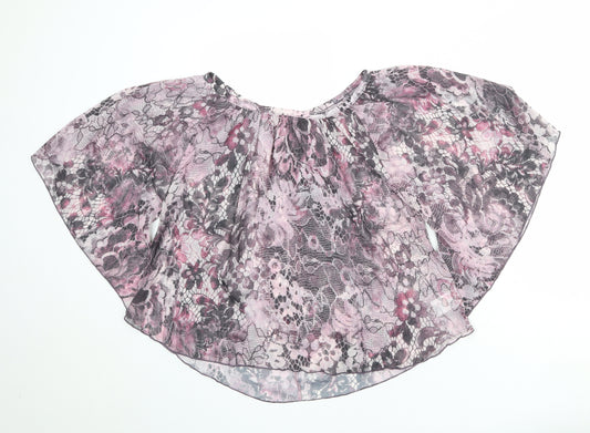 Jane Norman Womens Purple Geometric Polyester Basic Blouse Size 10 Boat Neck - Batwing Sleeves