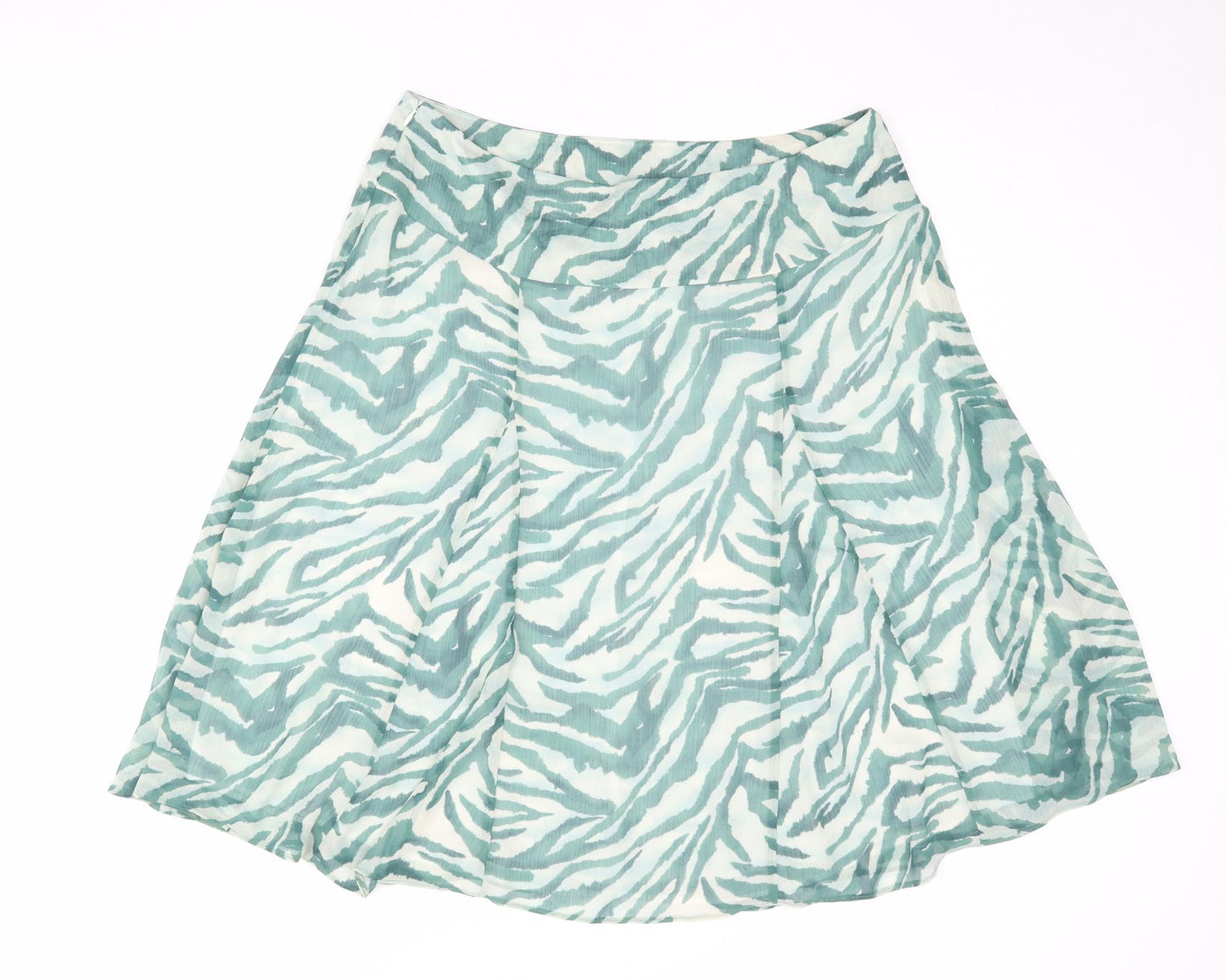 Principles Womens Green Animal Print Polyester Swing Skirt Size 16 Zip - Tiger pattern