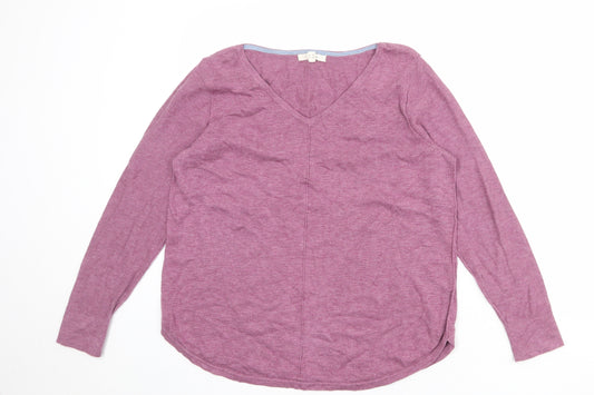 White Stuff Womens Purple V-Neck 100% Cotton Pullover Jumper Size 12